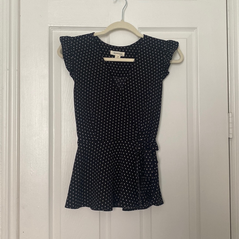 Black polka dot blouse